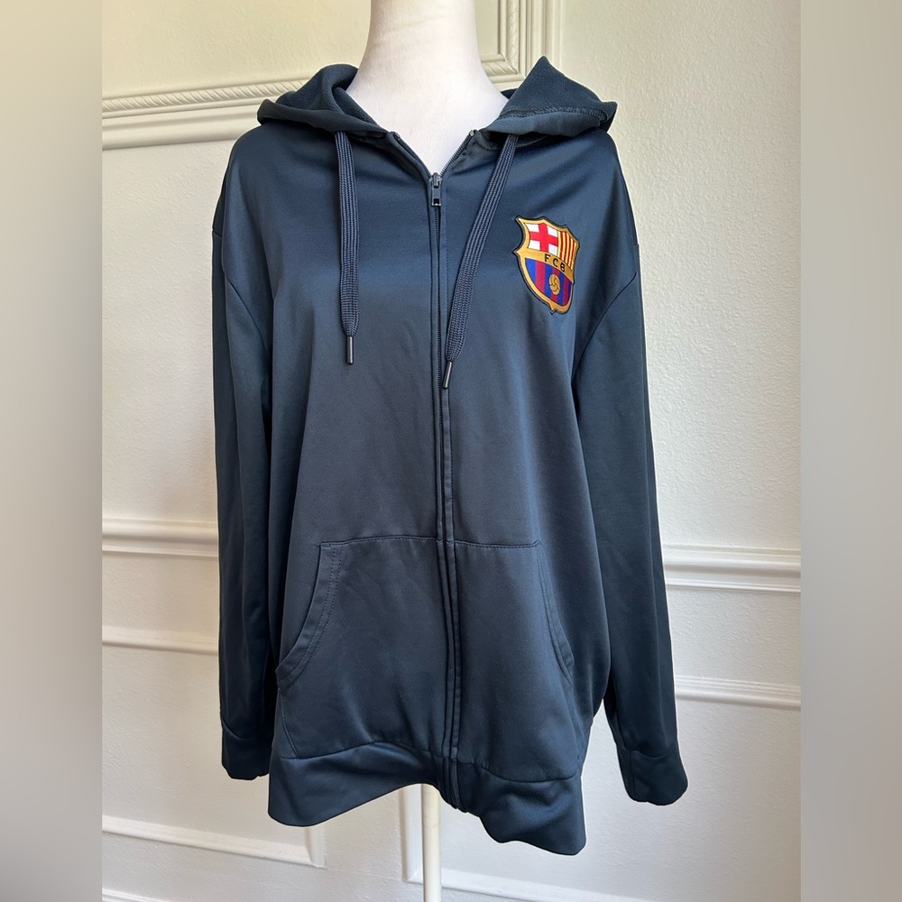 FCB Barcelona Hoodie Zip Up Jacket, Size Large